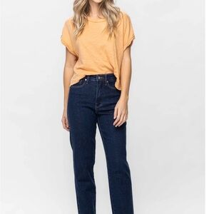 Sz 26 NWT Judy Blue High Waist Tummy Control Straight Leg Jeans Dark Blue